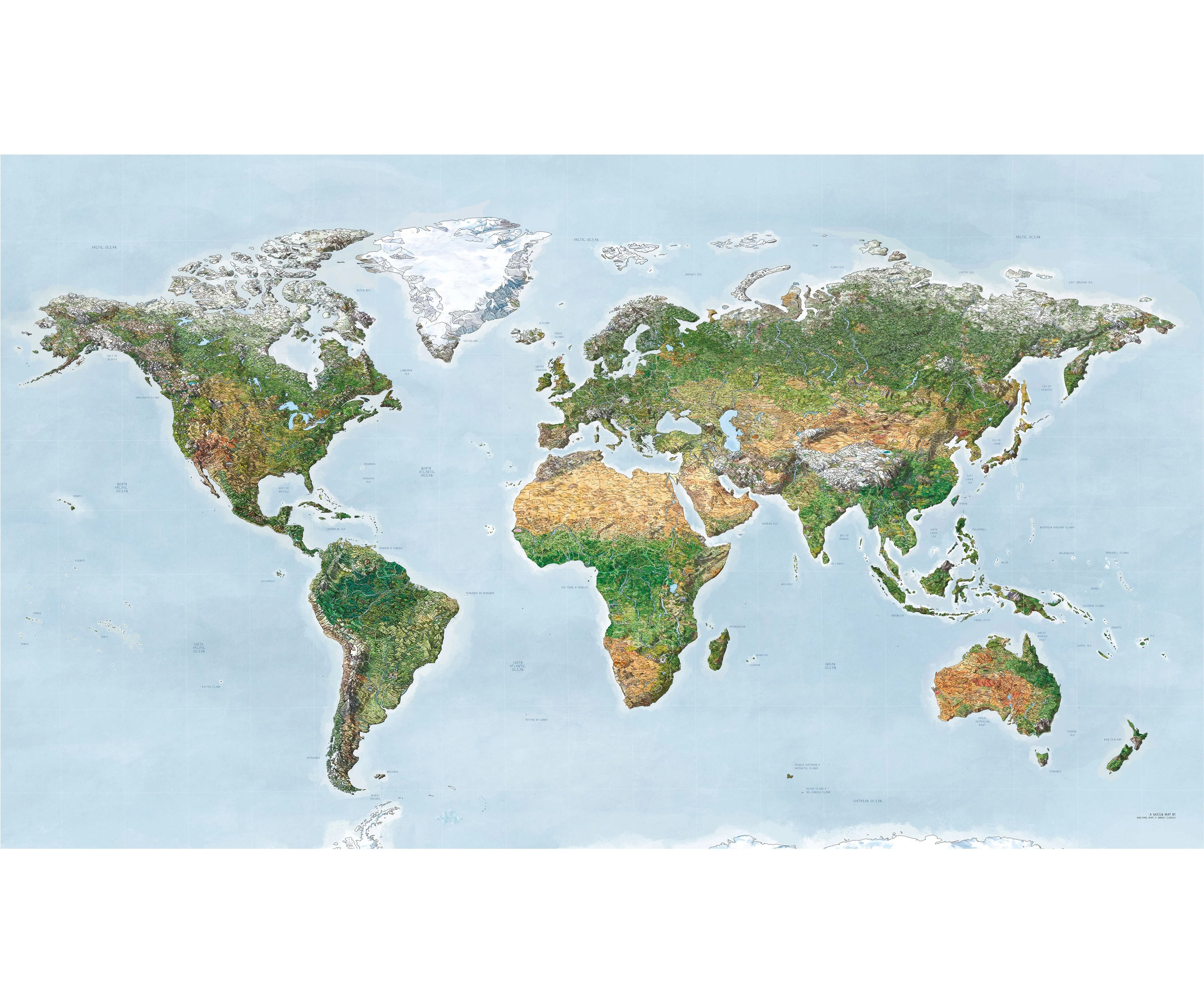 Awesome Maps- World Surf Trip Map Green Edition