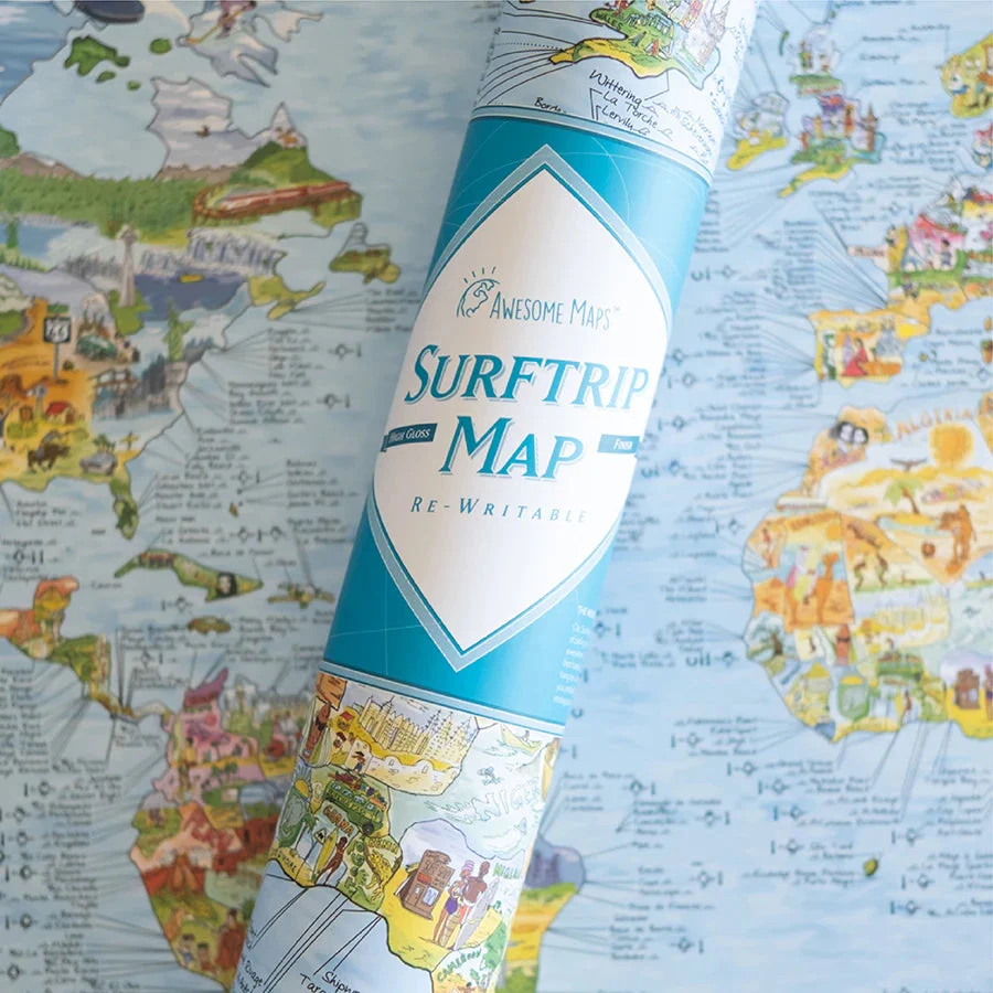 Awesome Maps- World Surf Trip Map Green Edition - Image 2