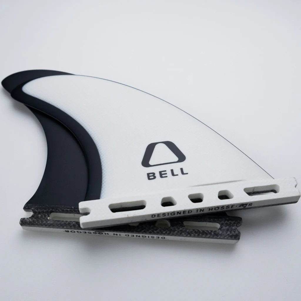 Bell Quad Rear Surfboard Fins Full Fibreglass Black White