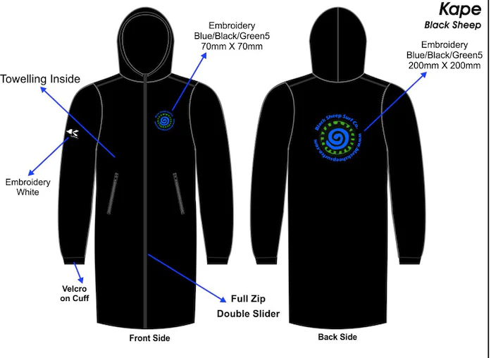 Black Sheep Surf Co Waterproof Changing Robe Adult Red-Black-Green-Blue-Grey - Image 14