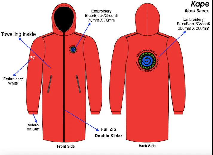 Black Sheep Surf Co Waterproof Changing Robe Adult Red-Black-Green-Blue-Grey - Image 15