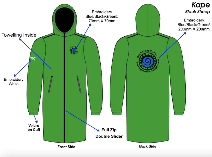 Black Sheep Surf Co Waterproof Changing Robe Adult Red-Black-Green-Blue-Grey - Image 16