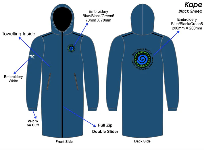 Black Sheep Surf Co Waterproof Changing Robe Adult Red-Black-Green-Blue-Grey - Image 17