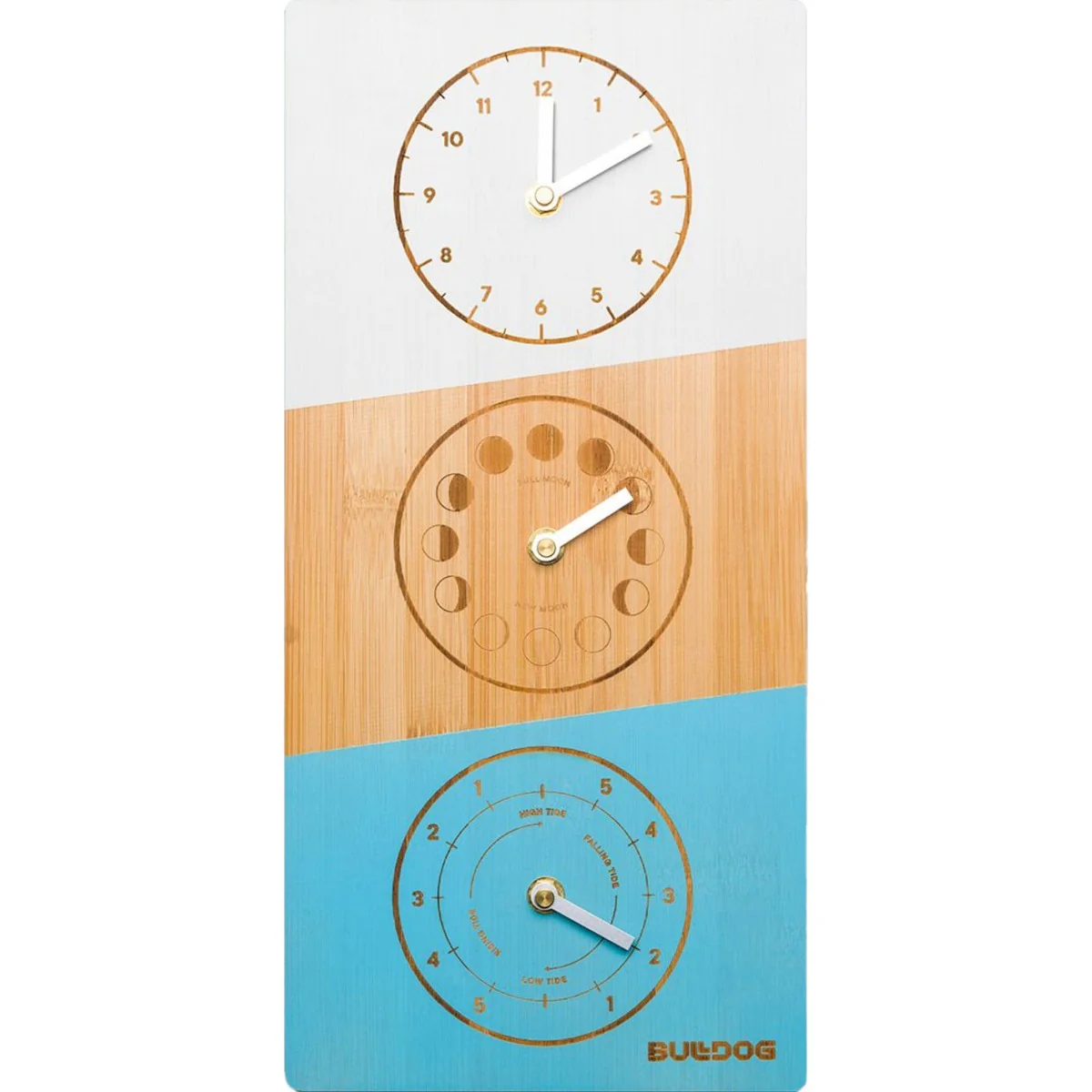 Bulldog Tide Moon Clock Bamboo Triple Dial