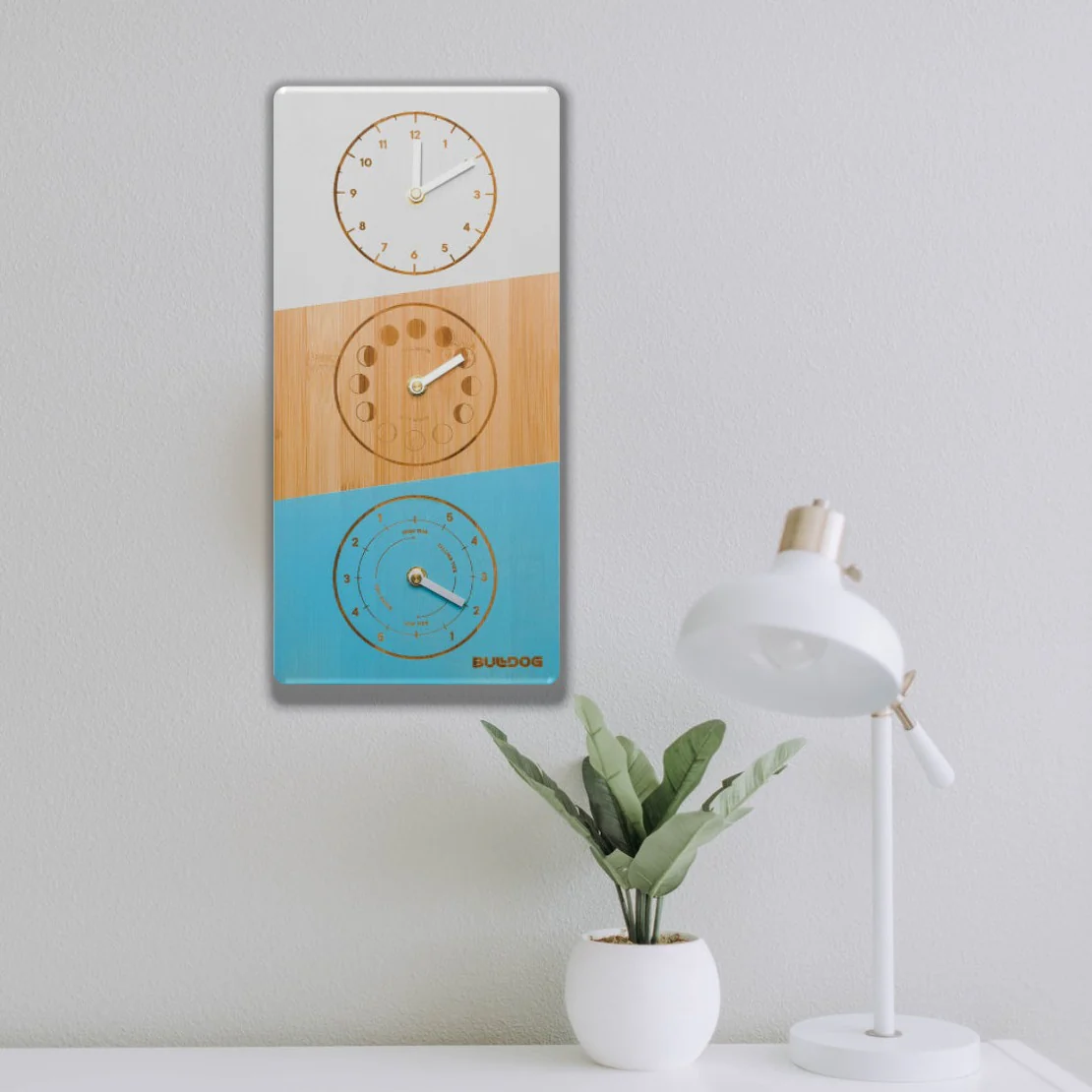 Bulldog Tide Moon Clock Bamboo Triple Dial - Image 2