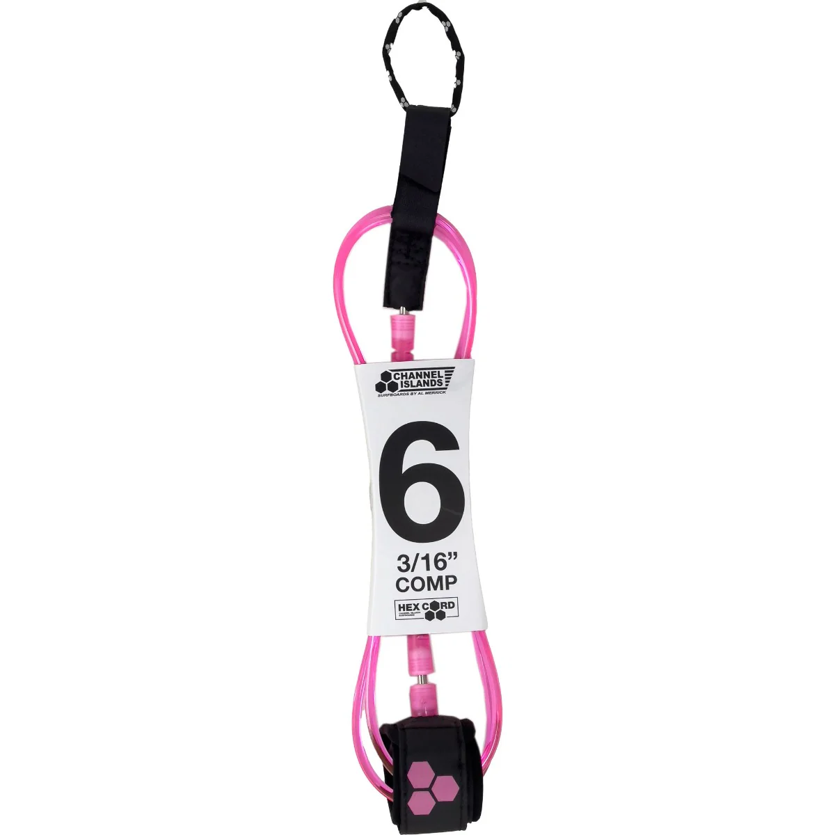 Channel Islands 6ft Comp Leash- Pink/ Black/ Blue / Green