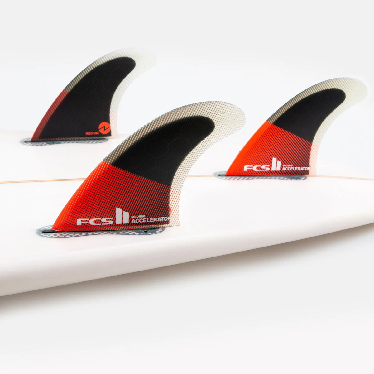 FCS II Extra Small Grom Accelerator PC Thruster Surfboard Fins - Red Black - Image 2