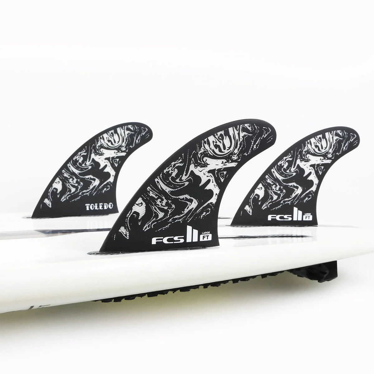 FCS II Medium FT Felipe Toledo PC Performance Core+ Aircore Thruster Surfboard Fins - Red Black White - Image 6