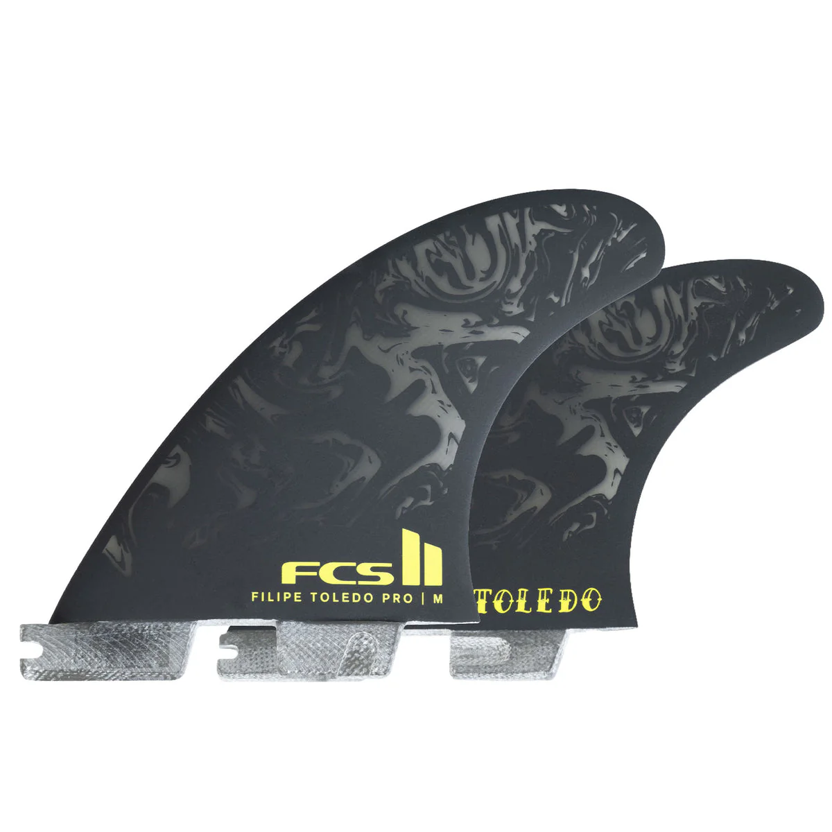 FCS II Large FT Felipe Toledo PG Pro Thruster Surfboard Fins - Black Acid