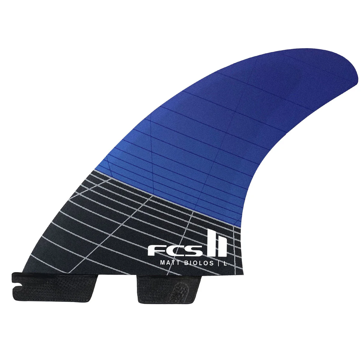 FCS II Large MB Matt Biolas PCC Carbon + Aircore Five Tri Quad Surfboard Fins - Red Blue