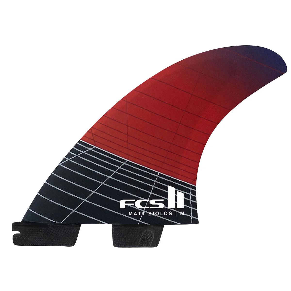 FCS II Large MB Matt Biolas PCC Carbon + Aircore Five Tri Quad Surfboard Fins - Red Blue - Image 2