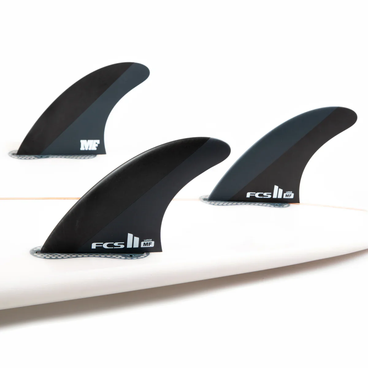 FCS II Large MF Mick Fanning Neo Carbon Thruster Surfboard Fins - Black Charcoal - Image 2