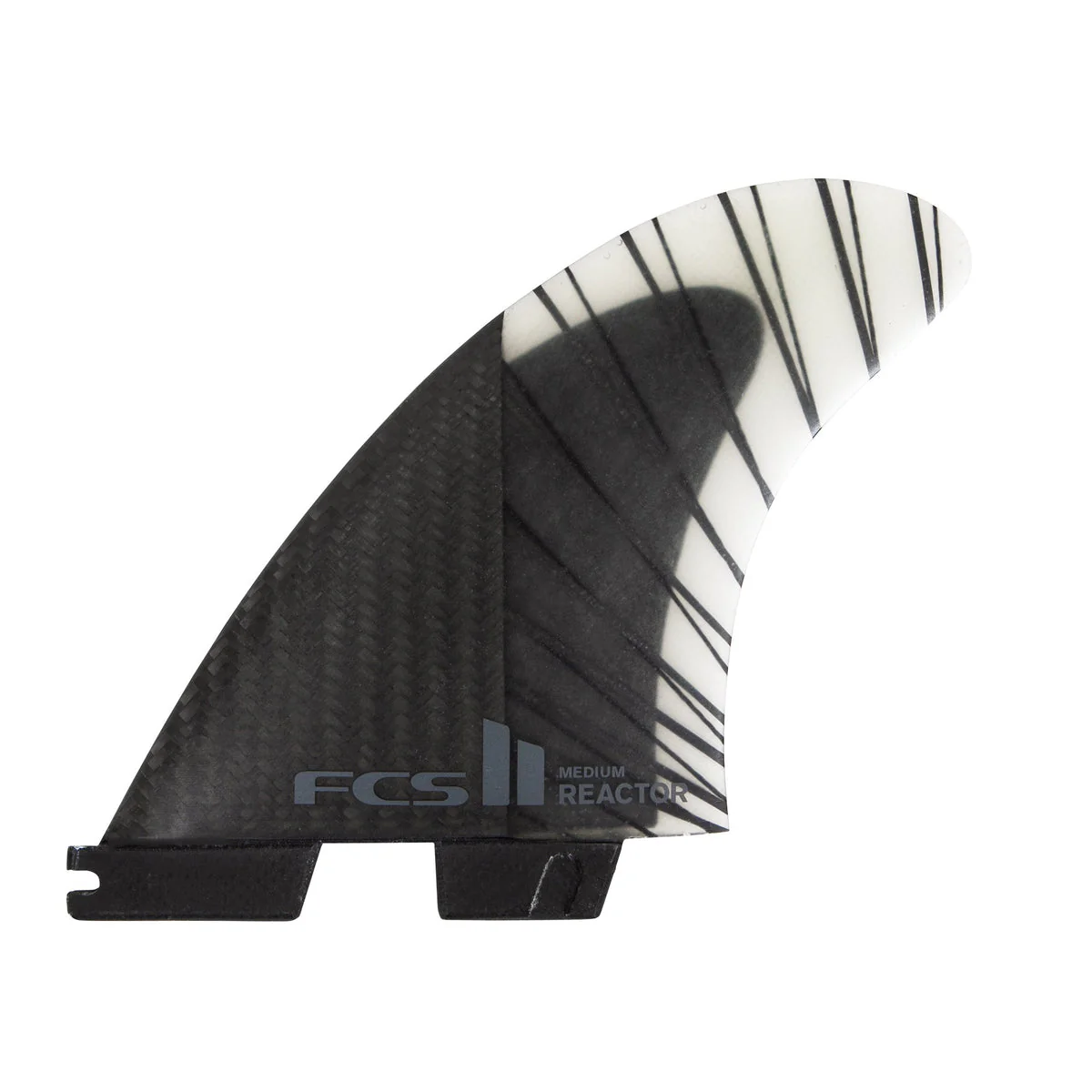 FCS II Large Reactor PCC Carbon + Aircore Thruster Surfboard Fins- Charcoal Black
