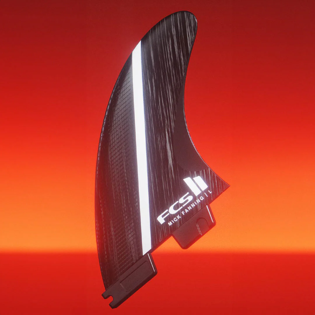 FCS II Medium Mick Fanning Glass Fibre Fusion Thruster Surfboard Fins  Smoke White