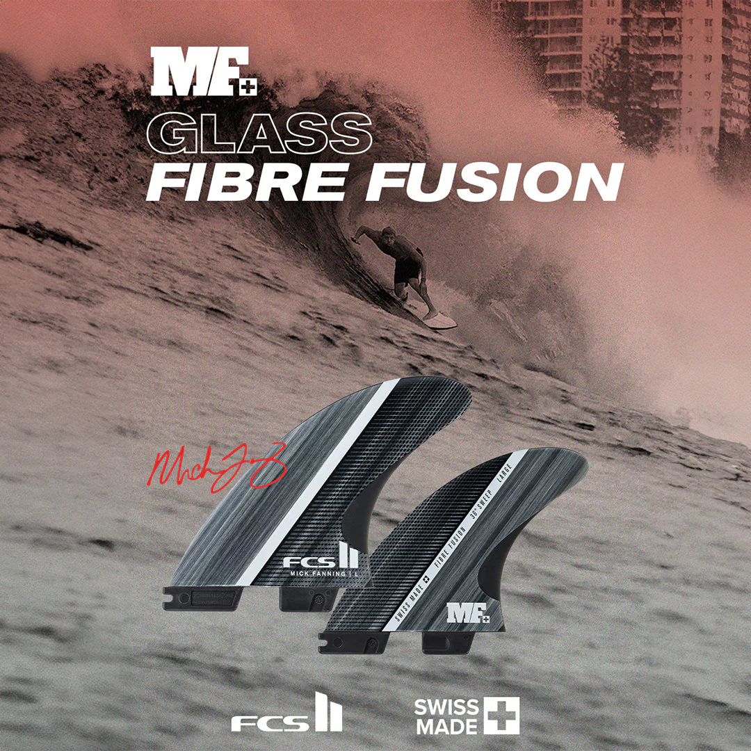 FCS II Medium Mick Fanning Glass Fibre Fusion Thruster Surfboard Fins  Smoke White - Image 6