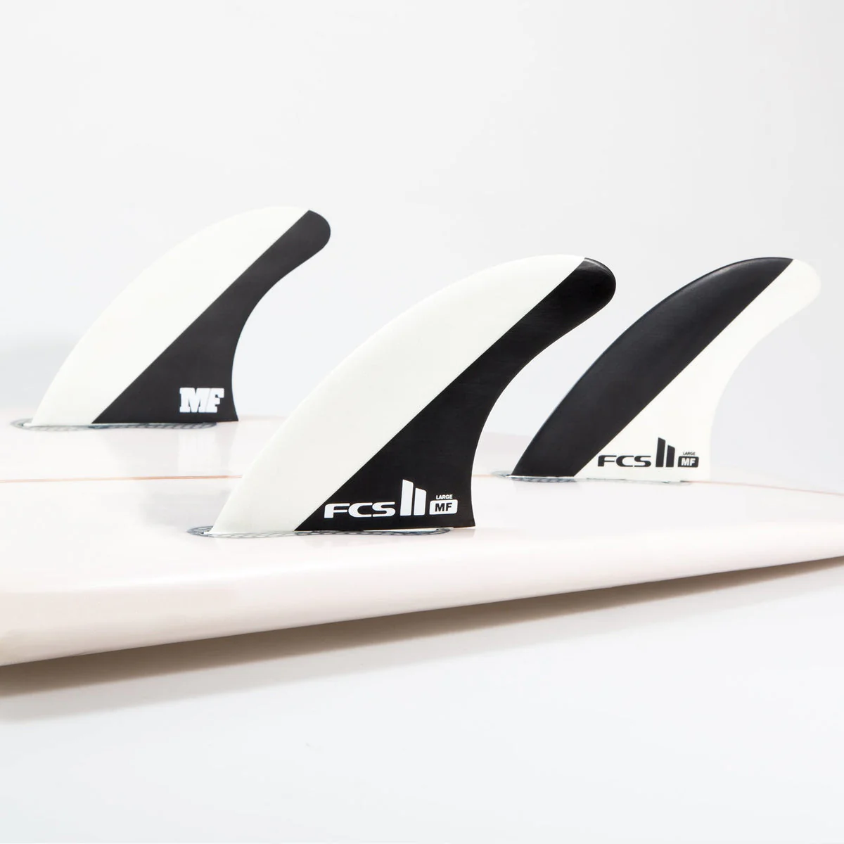 FCS II Medium MF Mick Fanning PC Performance Core Thruster Surfboard Fins - Black White - Image 2