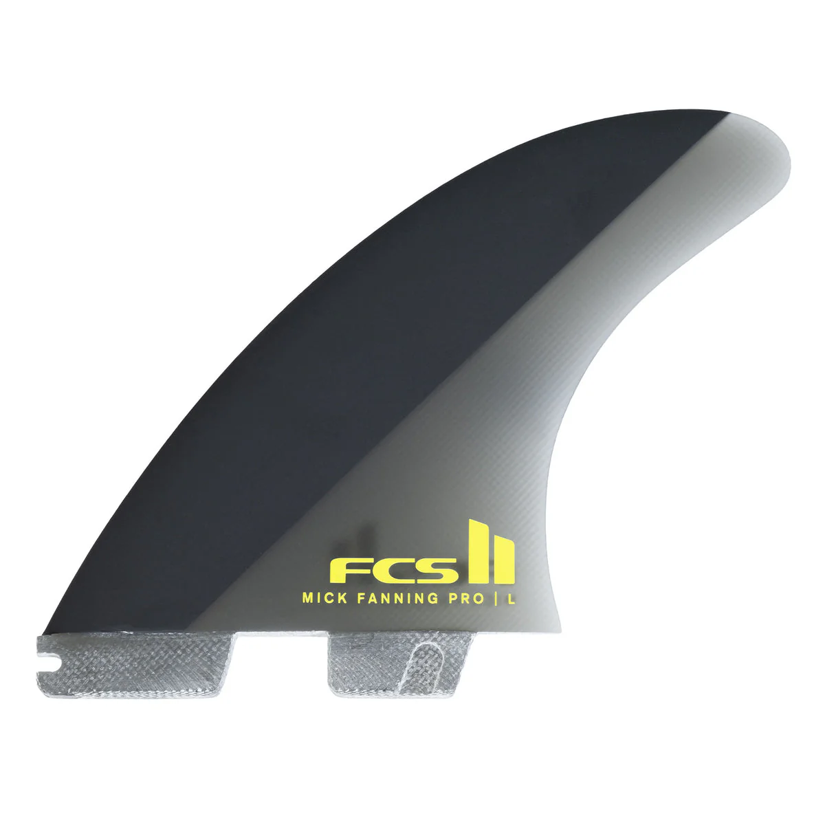 FCS II Large MF Mick Fanning PG Pro Performance Glass Thruster Surfboard Fins - Black Acid