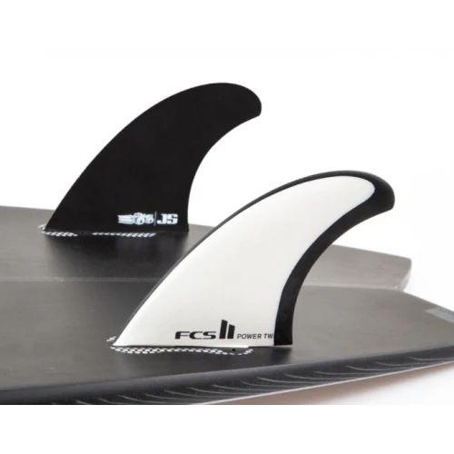 FCS II JS Power Twin PG Performance Glass Surfboard Fins - Black white - Image 2