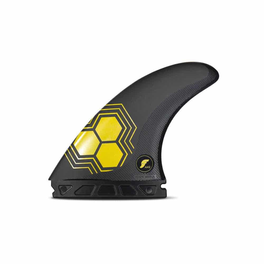Futures Large AM2 Alpha Carbon Thruster Surfboard Fin - Black Yellow