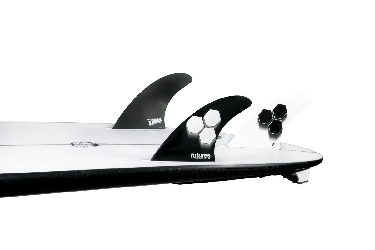 Futures Large AM2 Honeycomb Thruster Surfboard Fin - Black White - Image 3