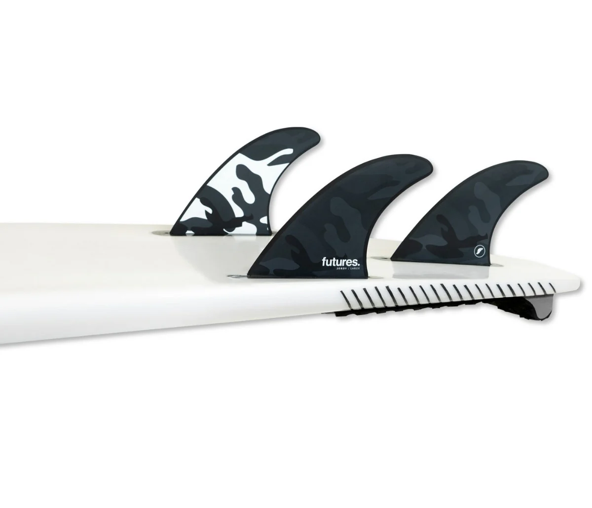 Futures Large Jordy Thruster Surfboard Fins - Black White Camo - Image 3