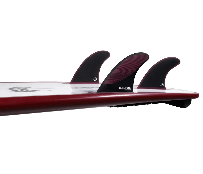 Futures Large P8 Pivot Legacy Series Honeycomb Thruster Surfboard Fin - Burgundy Black Yellow - Image 2