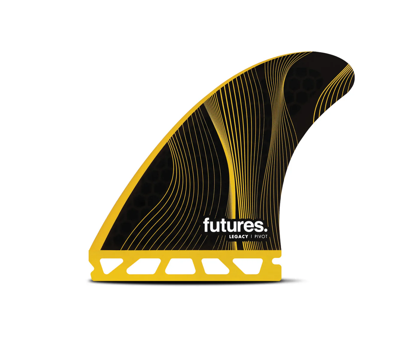 Futures Large P8 Pivot Legacy Series Honeycomb Thruster Surfboard Fin - Burgundy Black Yellow - Image 3