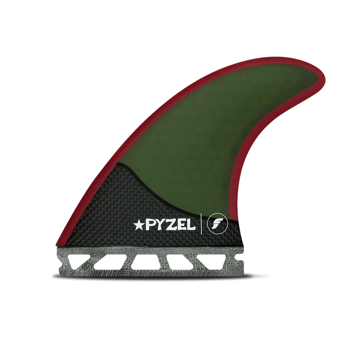 Futures Medium Pyzel Thruster Surfboard Fins - Green Red - Image 2
