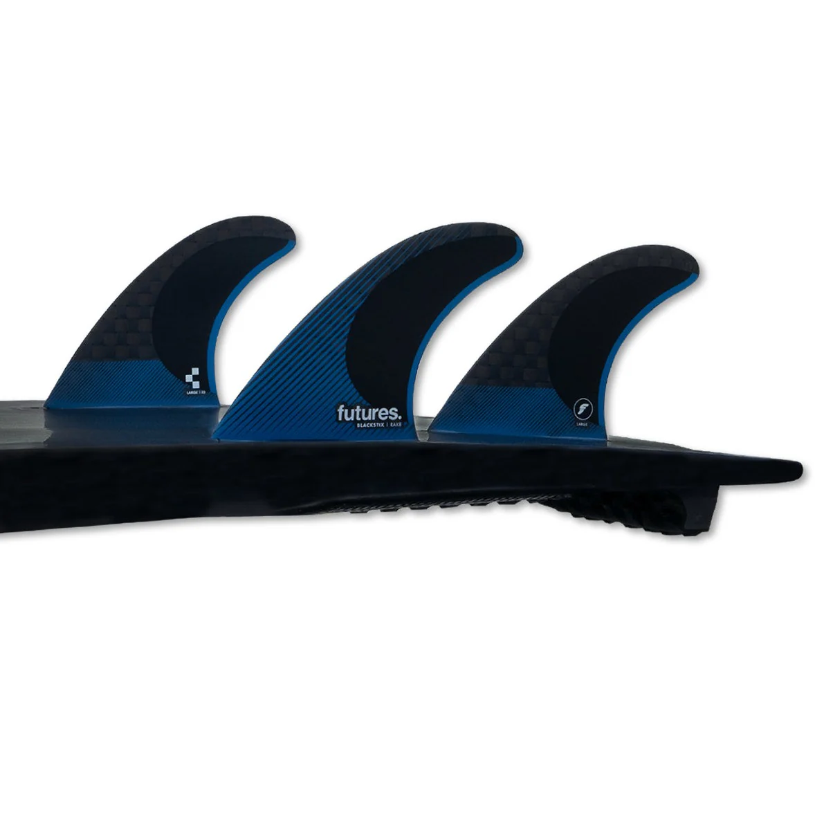 Futures Large R8 Blackstix Thruster Surfboard Fins - Blue - Image 3