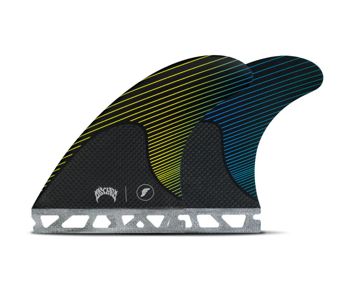 Futures Medium Lost Mayhem Thruster Surfboard Fin - Yellow Blue - Image 2
