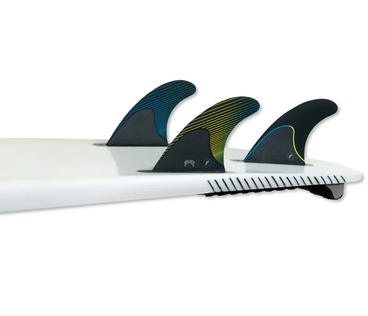 Futures Medium Lost Mayhem Thruster Surfboard Fin - Yellow Blue - Image 3