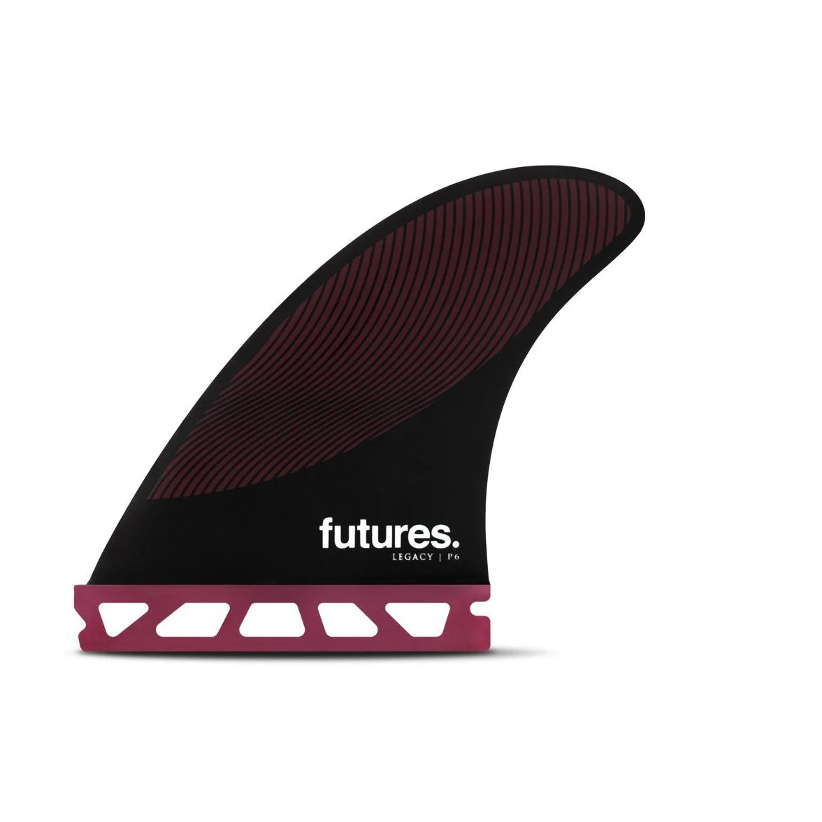 Futures Medium P6 Pivot Legacy Series Honeycomb Thruster Surfboard Fin - Burgundy Black Yellow - Image 2