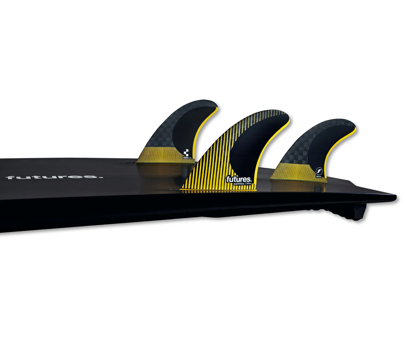 Futures Medium P6 Pivot Blackstix Thruster Surfboard Fin - Yellow Black - Image 2