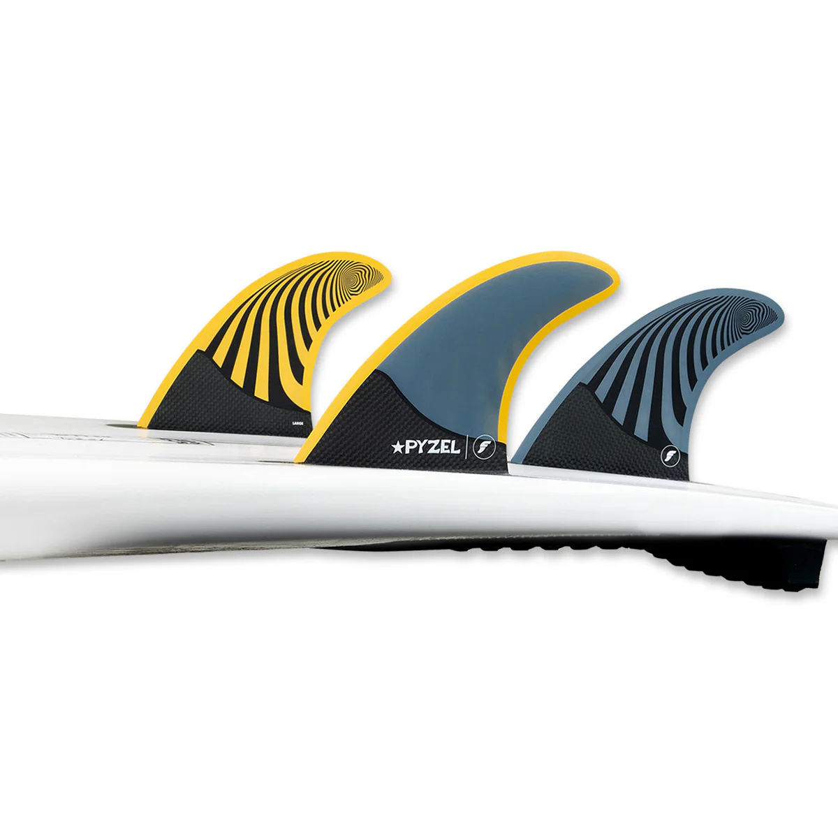 Futures Large Pyzel Thruster Surfboard Fins - Blue Yellow