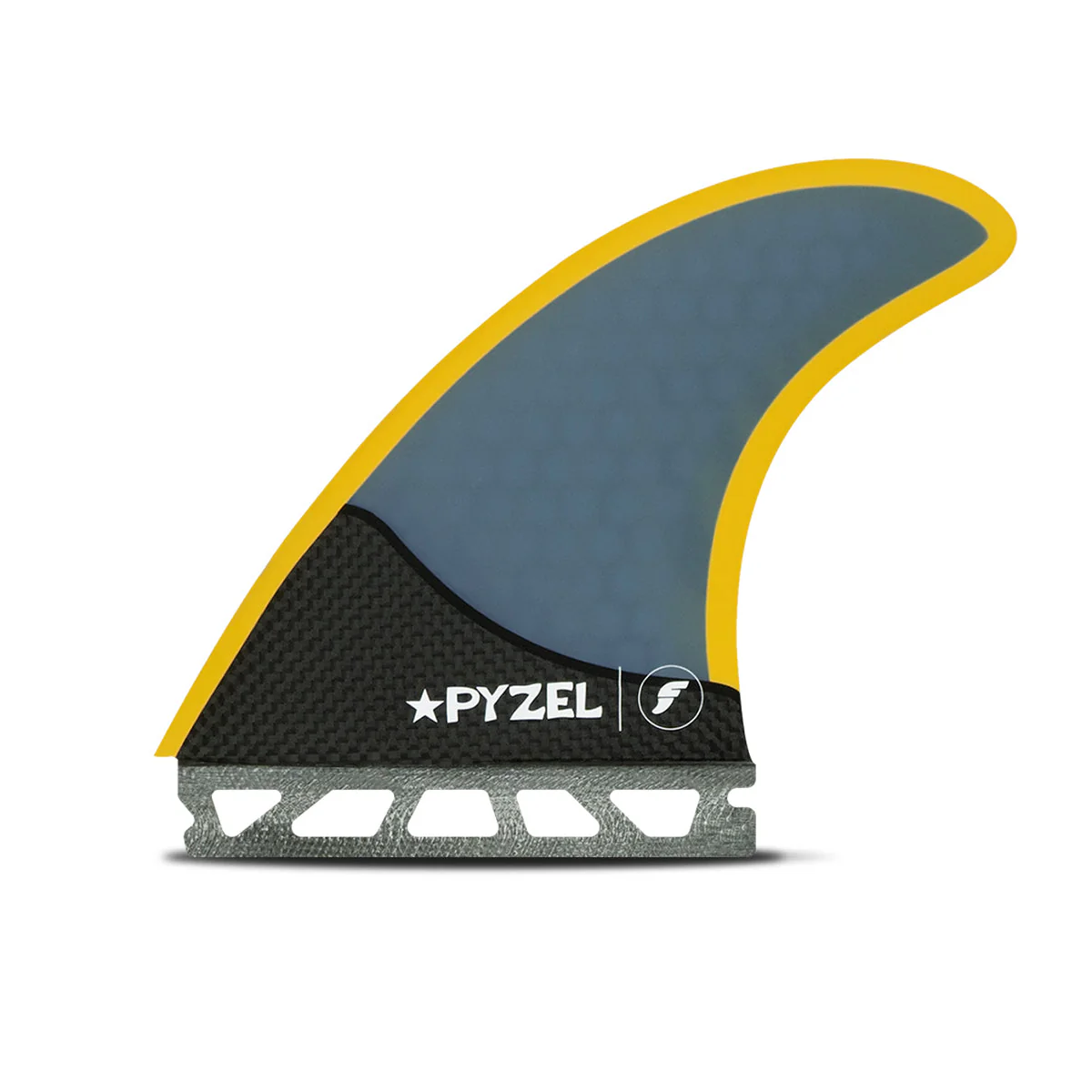 Futures Large Pyzel Thruster Surfboard Fins - Blue Yellow - Image 2
