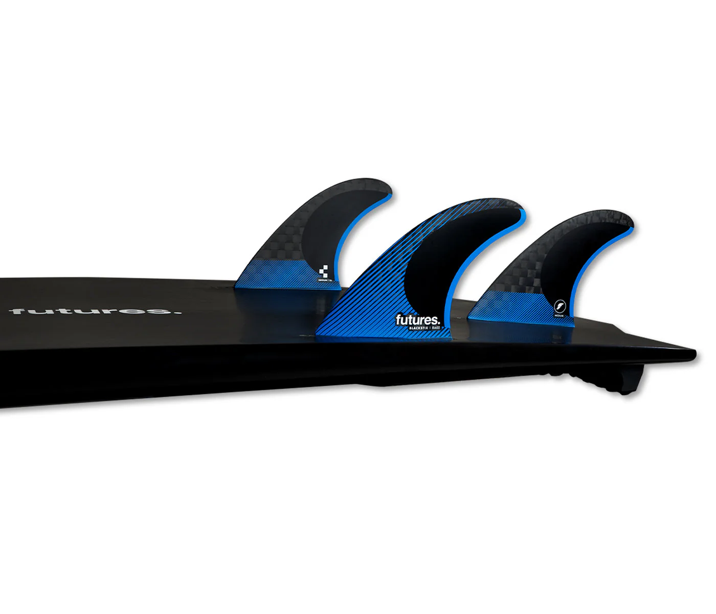 Futures Medium R6 Blackstix Thruster Surfboard Fin - Blue - Image 2