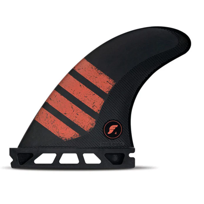 Futures Small F4 Alpha Carbon Five Surfboard Fin - Black Red - Image 2