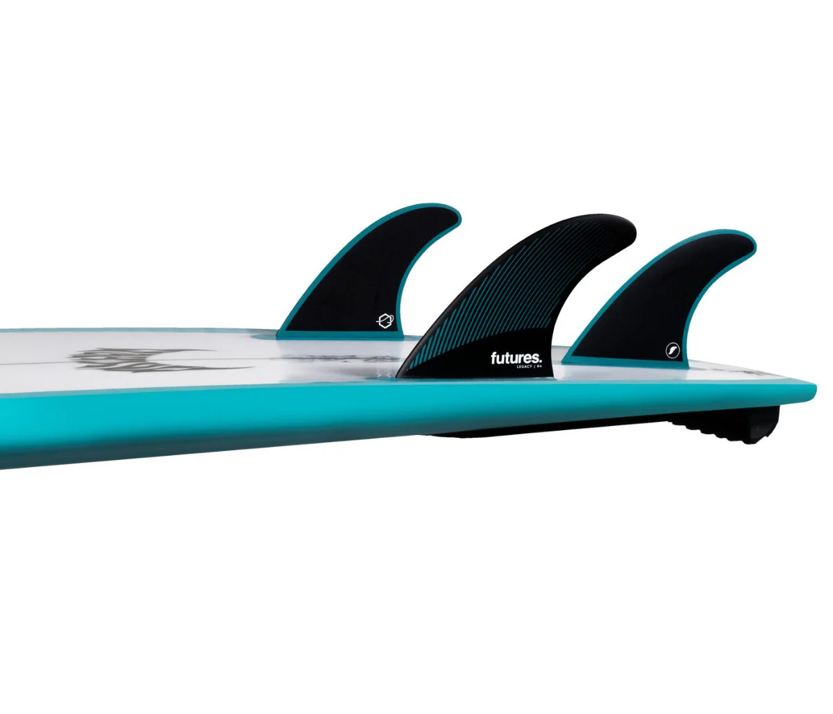 Futures Small R4 Rake Legacy Series Honeycomb Thruster Surfboard Fin - Teal Black Blue - Image 2