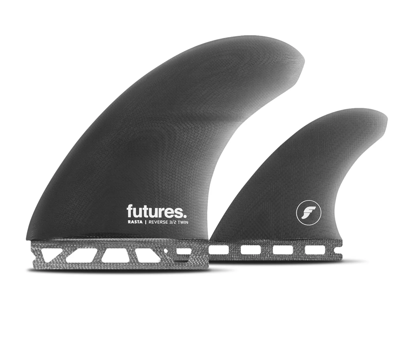 Futures Twin And Trailer Rasta 3/2 Reverse Fibreglass Surfboard Fin Smoke