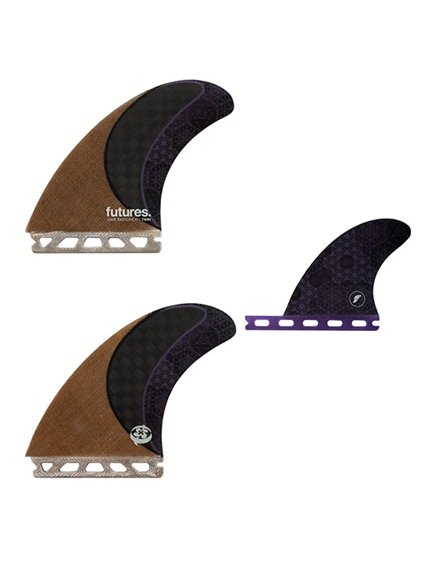 Futures Twin And Trailer Rasta Brown Honeycomb Surfboard Fin - Image 4