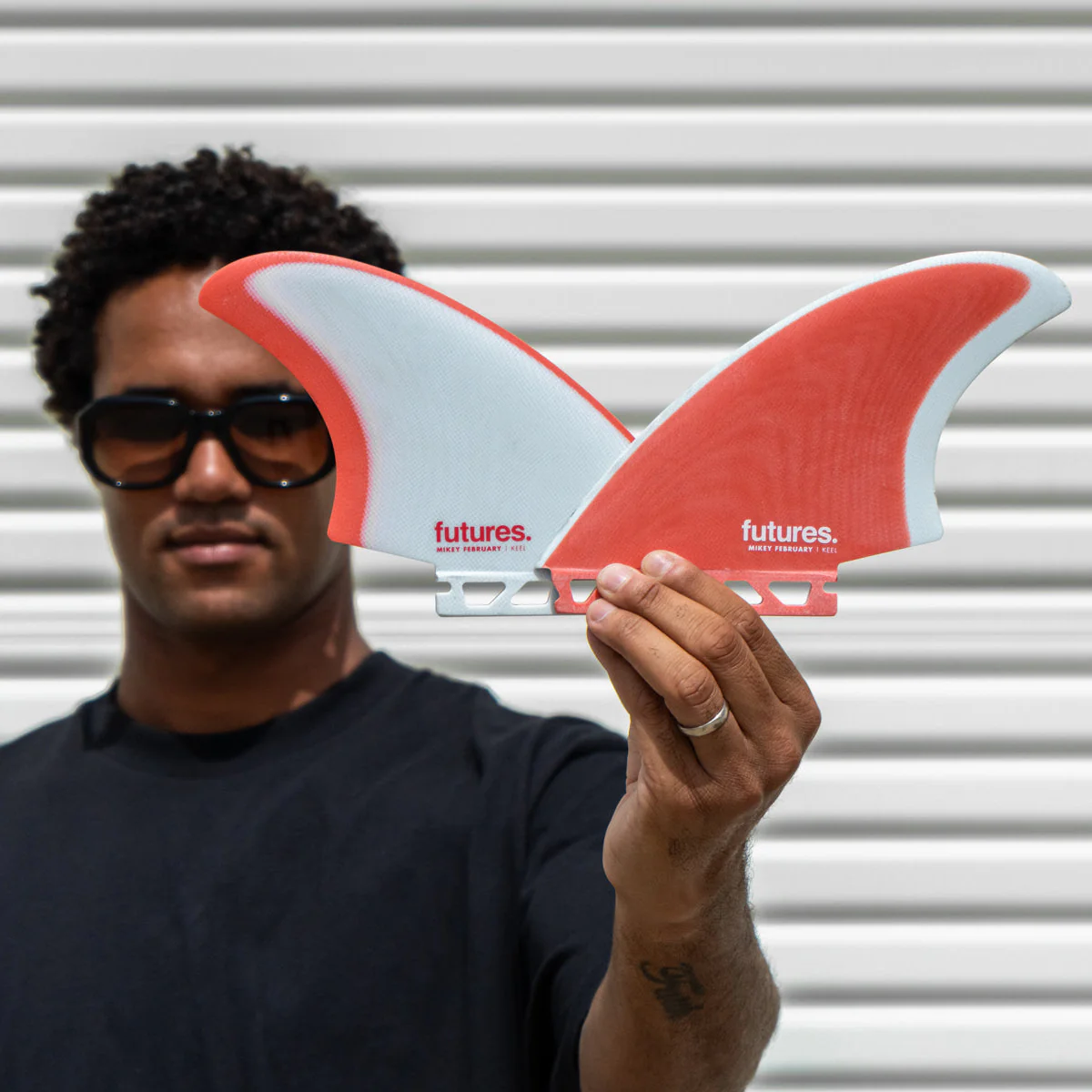Futures Twin Keel Mikey February Surfboard Fin Red White - Image 3