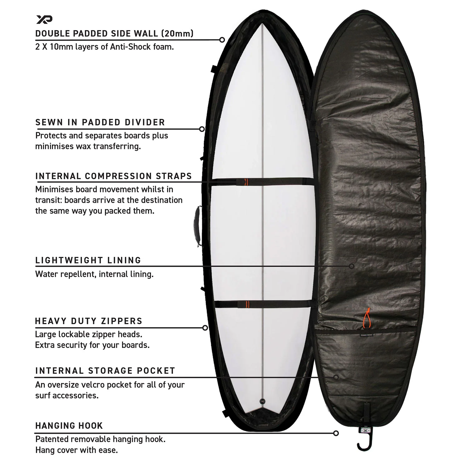 Ocean and Earth Double Hypa Wheel Longboard Travel Coffin Cover - 2 Board Preorder - Image 3
