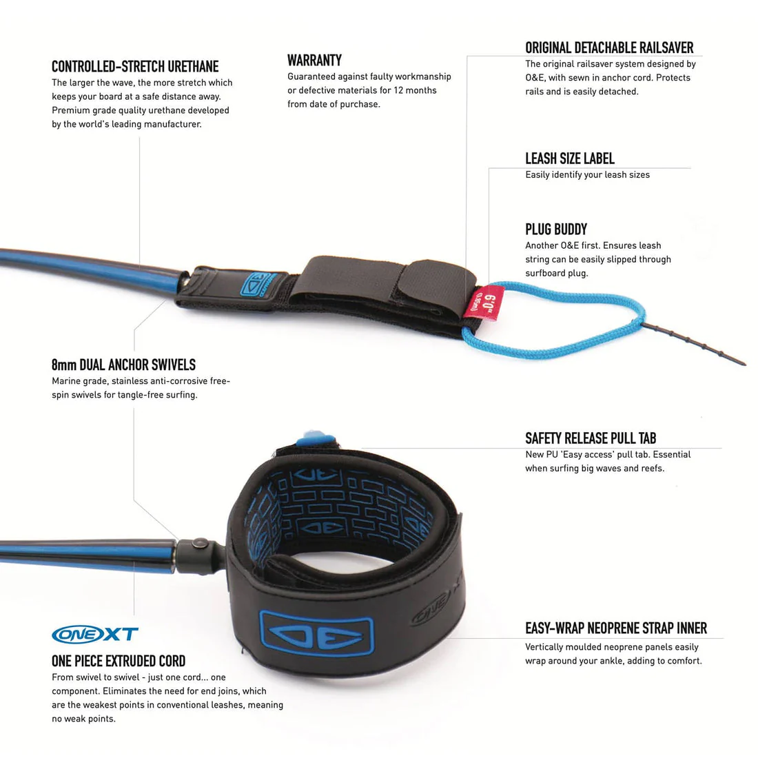 Ocean and Earth 9ft One XT Premium Longboard Leash - Image 6