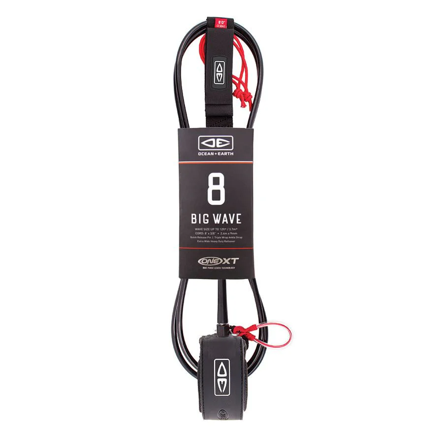 Ocean & Earth Big Wave 8ft One-Xt Premium Surfboard Leash- Black