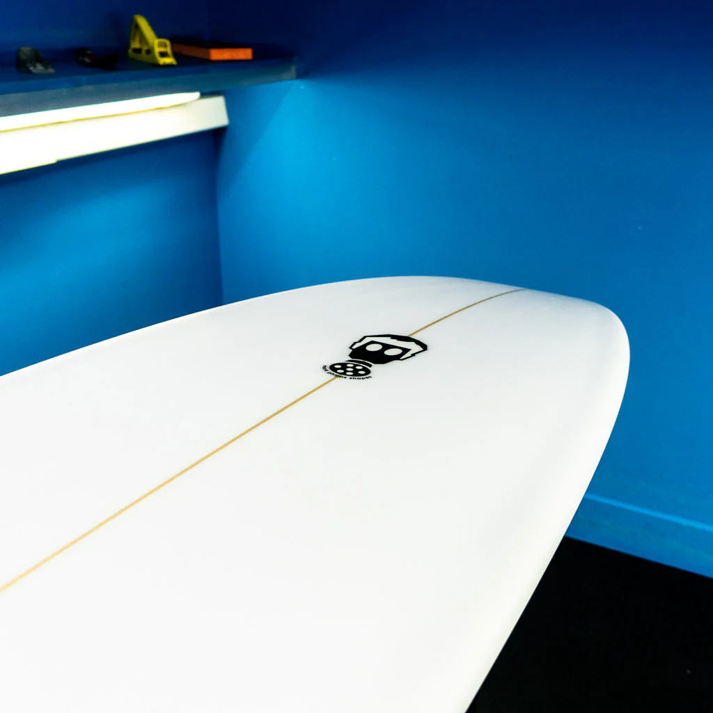 Mark Phipps Surfboards 7'2 One Bad Egg Yellow Rails FCS Sides - Image 11