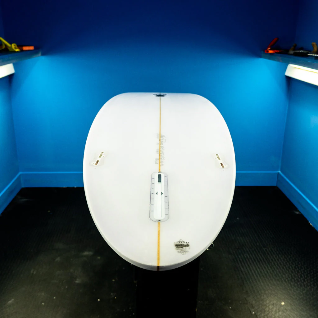 Mark Phipps Surfboards 7'2 One Bad Egg Yellow Rails FCS Sides - Image 12